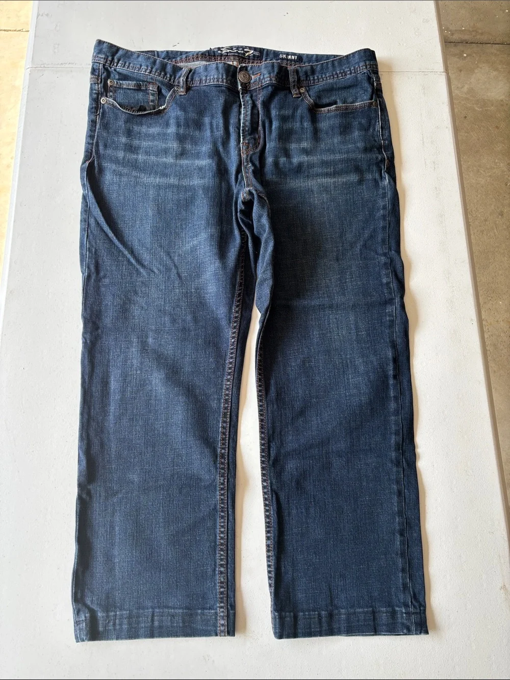 Seven7 Men's Dark Blue Straight Jeans Skinny 38x32